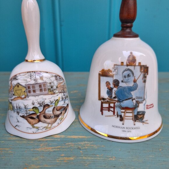 Vintage Bells Porcelain Norman Rockwell W Germany Duck Decoy Gifts for Mom Dad - Picture 3 of 13